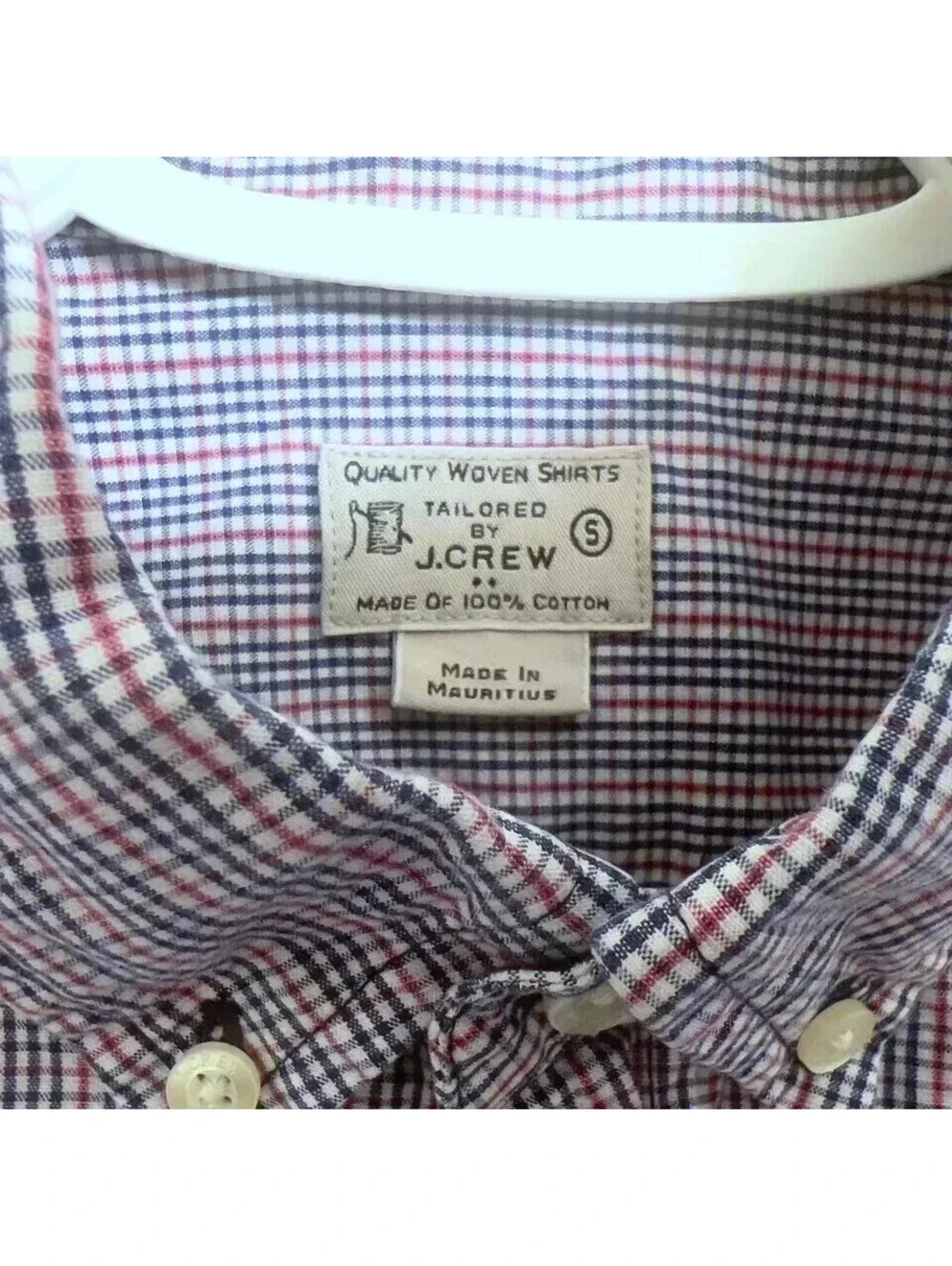 J. Crew Button Down Shirt Men's Small S Red / White / Blue Check Long Sleeve